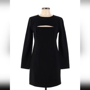 Likely black long bell sleeve dress with exposed lines size 12